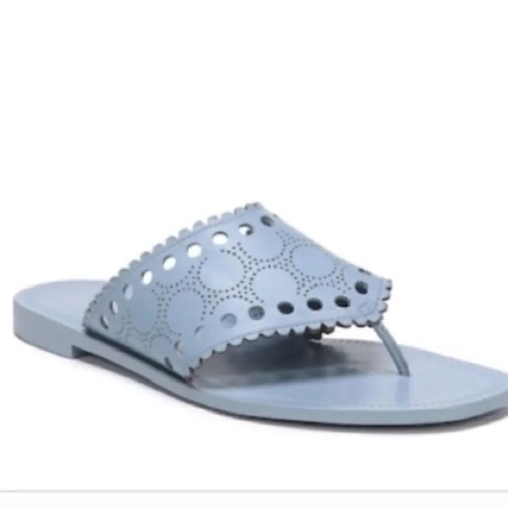 Diane Von Furstenberg Womens Blue 7.5 Leather Sandals Shoes